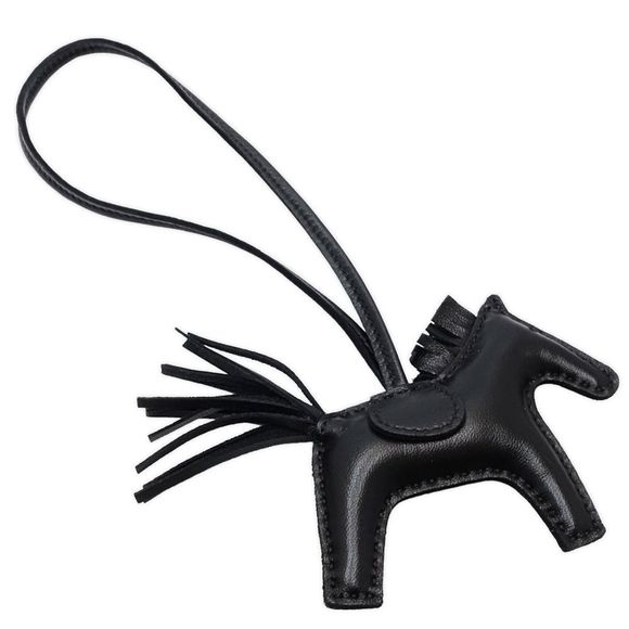 HERMES Rodeo Charm PM Keychain Bag with Z Stamp, Anjou Milo, Black, Women's, ... - Picture 1 of 10